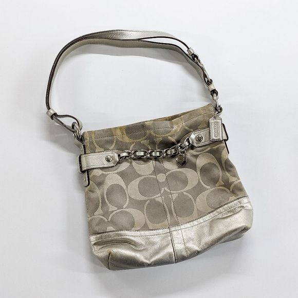 Coach Signature Sateen Duffle Shoulder Bag - Picture 1 of 9